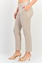 Women Cigarette Fit Stripe Straight Leg Pants, Beige - 2