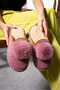 Women's Pompom Patterned Postpartum Non-Slip Lightweight Sole House Slippers Furry Slippers Dowry Bundle