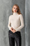 High Neck Slim Fit Bodysuit, Ribbed Knit Sweater, High Neck Slim Fit Sweater. - 2
