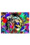 Tablou cap leu fundal abstract multicolor, cod 4979 - 2
