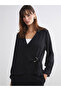 Black Double-Breasted Blouse with Tie Detail