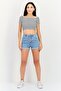 Women Washed Denim Shorts, Light Blue - 4