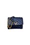 Small Stylish Bag with Quilted Chain Strap and Leather Shoulder Part, Dark Blue - 3