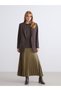 Alita City Lcw Modest Khaki Satin Plain Midi Women's Skirt with a Difference