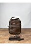 Brown Leather Vertical Small Size Steel Case Bag Handbag Genuine Leather Bag Unisex - 2