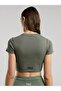 Ever Relaxed Rib Khaki Women's Crop T-Shirt - 4