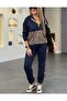 Women's long sleeve hooded leopard print viscose two-thread blouse and pants two-piece set - 4