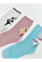 Lcw Kids Gray Patterned Girl's Socks 5-Piece - 3