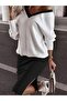 Women's long sleeve v-neck viscose two-thread blouse and mini skirt two-piece set - 3