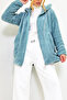 Women's Hooded Zippered Double Pocket Oversize Mint Plush Sweatshirt - 3