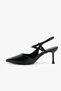 Women's Kitten Black Thin Short Heel Evening Dress Stiletto Pointed Toe Classic Heeled Shoes - 9