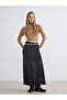 Xside Black Elastic Waist A-Line Lace Skirt