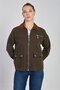 Women's Zippered Jacket with Collar Garnish - Khaki