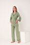 Front Tie-Detail Wide Collar Maternity and Postpartum Pajama Set