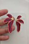 Burgundy Pearlescent Palm Gold Women's Earrings (5.2cm) - 2