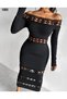 New Season Women's Madonna Collar Lace Detailed Slit Midi Diver Dress