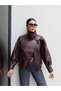 Stand Collar Bomber Leather Jacket - 5