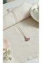 Silver Color Swan Figured Pink Stone Steel Necklace - 4