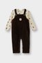 Baby Boy 2-Piece Set Bear Printed Long Sleeve T-Shirt Velvet Salopet Jumpsuit F5727A525Wn
