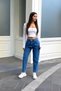 Women's High Waist Lycra Pleated Stretchy Mom Pants - 7
