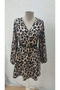 Women's Double Breasted Collar Belted Leopard Print Modal Fabric Mini Dress - 6