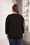Striped Floral Pattern Plus Size Blouse Black - 5