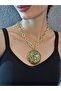 Crystal Stone Medallion Women's Necklace 22 cm - 6