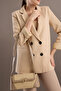 Ottava Wicker Pattern Women's Beige Shoulder Bag with Internal Zipper Compartment and Special Buckle Lock - 7