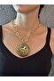 Crystal Stone Medallion Women's Necklace 22 cm - 4