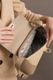 Ottava Wicker Pattern Women's Beige Shoulder Bag with Internal Zipper Compartment and Special Buckle Lock - 5
