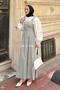 Gabardine Hijab with Straps, Green - 2