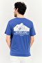 Men Ribbed Collar Short Sleeve Embroidered Logo T-Shirt, Blue - 4