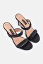 Women Braided 2 strap Slip On Sandals, Black - 2