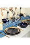 Stone Lain Porcelain 16 Piece Dinnerware Set, Service for 4, Blue and Golden Rim, Dark Blue - 4