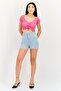 Women Washed Denim Shorts, Light Blue - 4