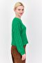 Women Crew Neck Knitted Sweater, Green - 2