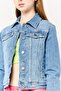 Women Washed Denim Jacket, Blue - 3