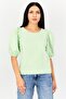 Women Round Neck Short Sleeve Solid Top, Mint Green