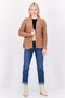 Women Split Neck Crochet Cardigan, Brown - 4
