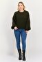 Women Crew Neck Knitted Sweater, Olive - 4