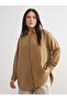 Brown Slit Detailed Women's Shirt Tunic from Plus-Store - 2