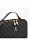Monogram Print Crossbody Bag with Zip Closure - 5