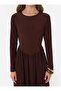 Sandy Fabric Hijab Dress with Waist Corset Detail - Bitter Brown - - 4