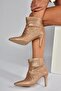 V572127214 Bronze Glitter Stone Thin Heeled Evening Dress Boots - 2