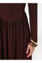 Sandy Fabric Hijab Dress with Waist Corset Detail - Bitter Brown - - 5