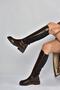 V312212360 Brown Rustic Women's Boots with Rubber Detail on the Back - 4