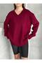 Women's V-Neck Oversize Knitwear Sweater - 4