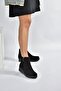 V324800402 Black Genuine Leather Suede Women's Boots - 6