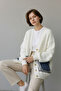 Oversize Knit Cardigan with Pockets - Denim Detailed Buttoned Thick Textured Women's Cardigan - 6
