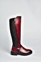 V312212360 Burgundy Rustic Women's Boots with Rubber Detail on the Back - 5